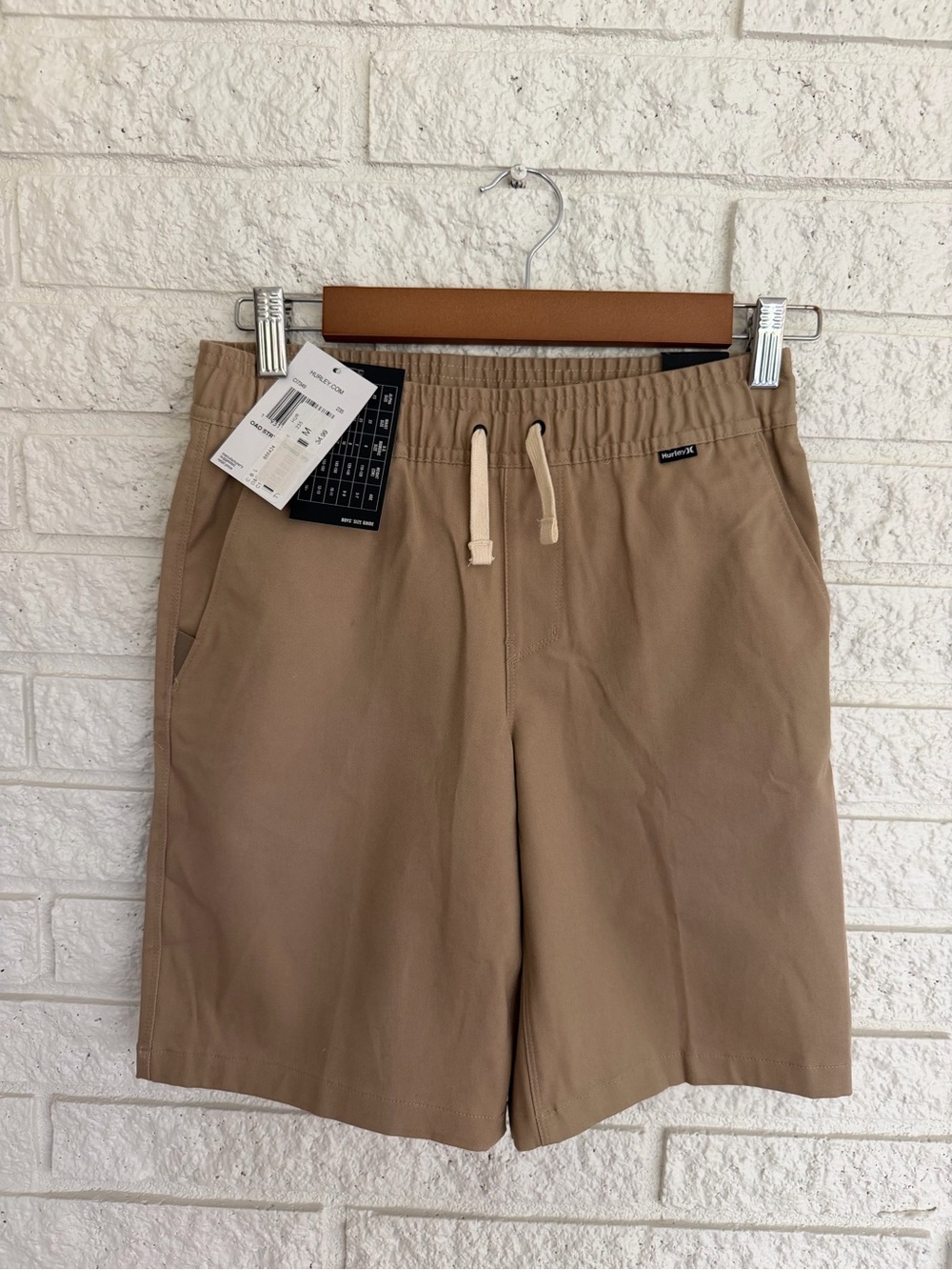 Hurley Boy’s Tan Drawstring Twill Shorts - 10/12